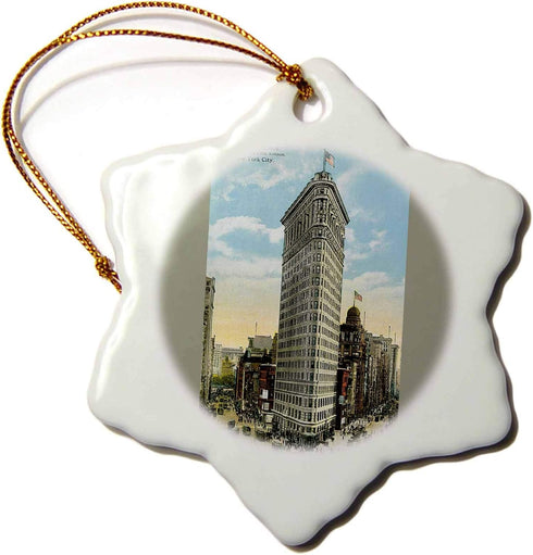 3dRose Flat Iron Building Snowflake Ornament, Broadway and Fifth, New York City