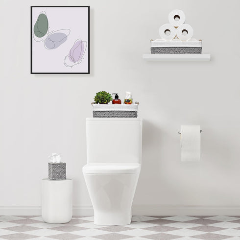 Set Set Sorbus Paper Rope Bathroom Baskets & Tissue Holder - Decorative Wicker Baskets for Bathroom Shelves - Lined
