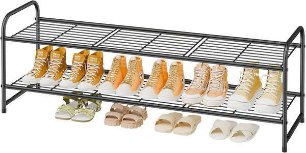 2 Tier Shoe Rack for Closet, 44 Inch Extra Long Shoe Storage
