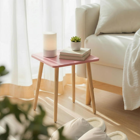FORAOFUR Small Accent Table, Modern Mini Coffee Table with Natural Wood Legs, Quick Assembly End Furniture for Bedroom