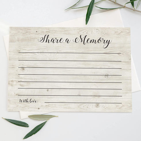 TENTADO Share A Memory Cards, 50 Rustic Wood Cards and Sign for Wedding, Birthday, Celebration of Life, Guest Book