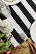Black and White Striped Table Runner for Anniversary Dinner Party Supplies, Birthday Party Wedding Winter New Years