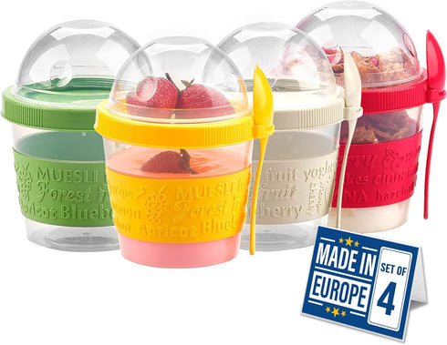 Crystalia 4 Pack 17 oz On The Go Yogurt Parfait Cups with