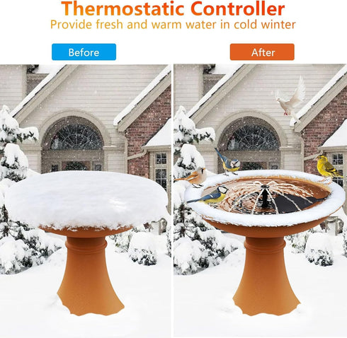 60W De-icer Submergible Bird Bath Heater Thermostatic Controlled Chicken Water Heater for Outdoors in Winter Animal