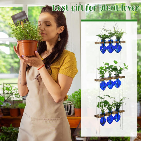 Leinuosen 3 9 Wall Hanging Plant Propagation Stations Mother Gifts for Her Plant Lovers Tiered Heart Shaped Glass Vases