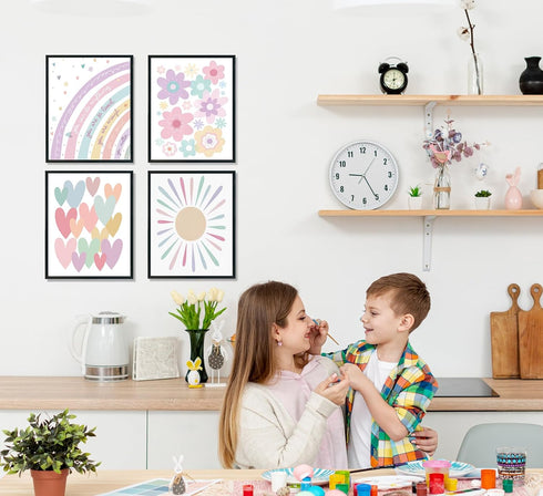 ULEGIE 8x10 Inch Toddler Nursery Girl Kids Room Wall Decor, Boho Rainbow Nursery Wall Decor Poster for Toddler Girls