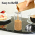 Sets, 14 OZ 2 Pack Large Sugar Dispenser Shaker Glass Sugar Container with Pour Spout for Coffee, Tea, Milk