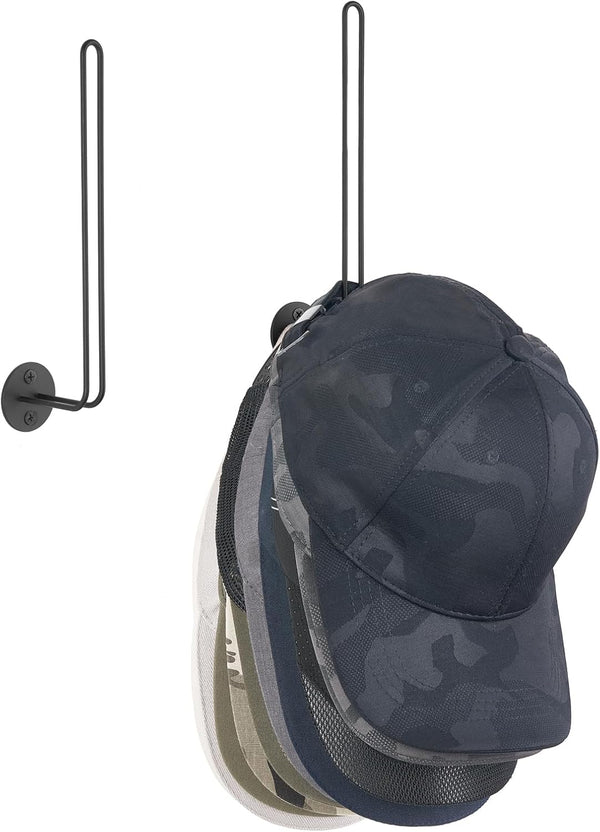 Mkono Hat Organizer for Baseball Caps, Set of 2 Wall Rack, Space Saving Holds 40 Caps, Black