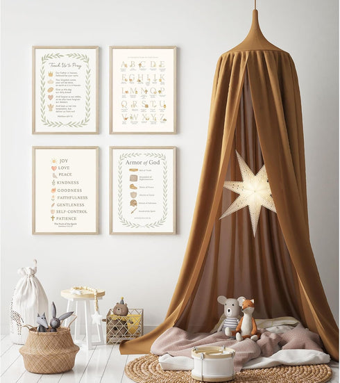 SYYANKK 8x10 Inch Kids Playroom Wall Art Decor Bible Verse Canvas Poster Abc Alphabet Wall Decor Christian Scripture