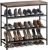 INGIORDAR Shoe Rack Organizer 4 Tier Metal Organizer Shelf with Industrial MDF