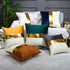 Navy Blue Beige Gold Leather Patchwork Velvet Throw Pillow Cover, Set of 2 Luxury Modern Home Decor Cushion Cover 12x20