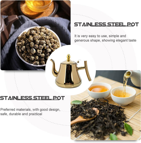 BESTOYARD Stainless Steel Teapot, Camping Pitcher with Lid, Whistling Kettle, Large Capacity Tea Pot for Hotel Supplies