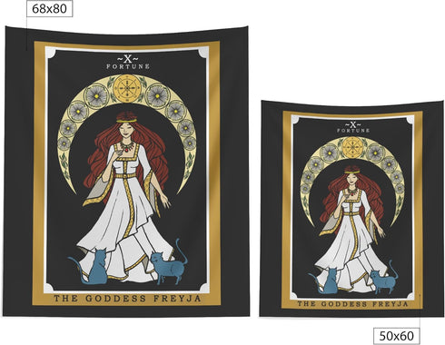 The Goddess Freyja Tarot Card Tapestry - Norse Goddess Freya Wall Hanging Home Decor (60" x 50")