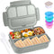 Bento Box Adult Lunch Box, 4 Compartments Lunchable Food Container with Utensils, Sauce Jar, Muffin Liners, Gray.