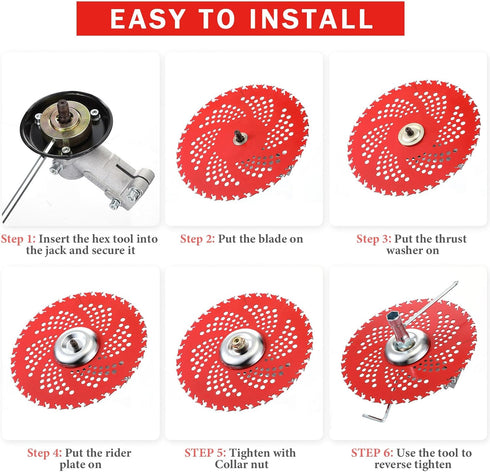 6 Trimmer 3 Set Trimmer Forester(Red,9" x36t+10" x3t+6t) Threlaco Steel Teeth Razor Head and Teeth Brush Cutter Blade