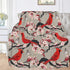 Red Cute Birds Cherry Flowers Soft Throw Blanket - 40x50 inch Lightweight Warm Flannel Fleece for Couch Bed