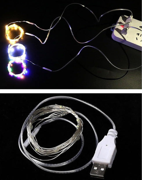 Sokelinn-six 2m 20 5) LEDs Fairy String Lights, USB Powered String Light for Desk Office Christmas Tree Party