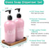 ALELION Dish Soap Dispenser for Kitchen, 16 OZ Glass Hand Soap Dispenser Set with Acacia Wood Tray, Pink Kitchen Decor