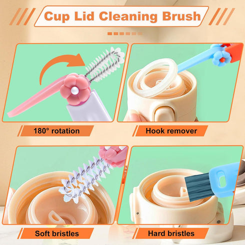 vvuvnem 3 1 Set, 4 in Cup Lid Cleaning Brush, Gap Cleaner Brushs - Home Kitchen Multifunctional Bottle Cleaning Brush