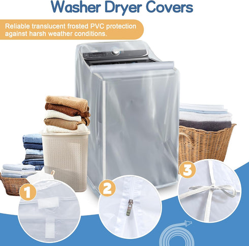 Washer and Dryer Covers, Waterproof and Dustproof Washing Machine Cover for Top Load and Front Load, 29 x 28 x 43