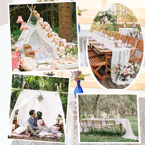 SoarDream White Lace Tablecloth, 60x120 Inches Rectangular Wedding Tablecloth Classic Vintage Lace Fabric