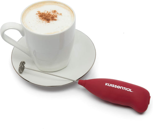 Electric Stainless Steel Milk Frother-Slickfroth 2.0- Powerful Handheld Battery Operated Foam Maker for Cappuccino, Latte, Hot Chocolate, Frappe, Matcha and Coffee by Kuissential