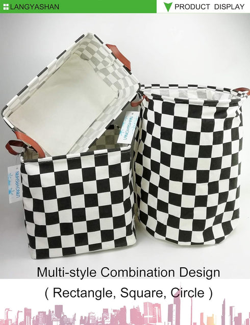 LANGYASHAN Laundry Basket - Canvas Fabric Collapsible Organizer for Storage, Toy Bins, Gift Baskets, Bedroom Clothes