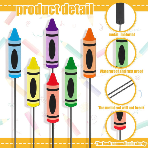 6 12" Pickmesh Pcs Kindergarten Graduation Decorations Crayon Metal Yard Signs Outdoor Decor Crayon Garden Stake First
