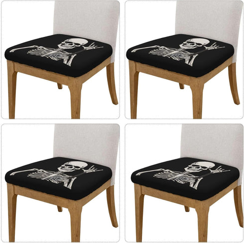 Rock and Roll Skeleton Skulls Kitchen Square Chair Seat Covers 16.9" - Stretch Fitted Sofa Cushion Cover Replacement