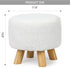 Homebeez Round Ottoman Stool Fabric Foot Rest, Faux Fur Small Footstool with Non-Skid Legs (Teddy White)