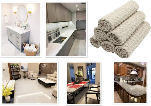 VeraSong 12inch 12inch 6 Pack Microfiber Kitchen Cleaning Cloth Thick Dish Rags Waffle Weave Washcloths Dish Cloths