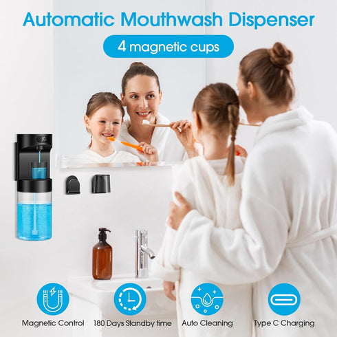 Bathroom,20.29 oz Set 4 Cups,4 Automatic Mouthwash Dispenser for Touchless Electric Mouth Wash Dispensers Bathroom