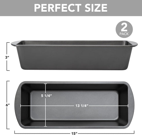 Tiawudi 13" 5" Set 2 Extra Large Bread Pan, x Long Loaf Pan, Nonstick Baking Pan, Rectangular Loaf Tin
