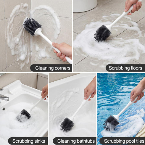 3 Pack Set Lefree Silicone Toilet Brush,Rubber Toilet Bowl Brush and Holder with Ventilated Holder, Toilet Cleaner
