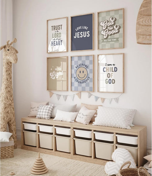 Lhoiplme 8x10x6 Inch Bible Verses Wall Art Decor Christian Boy Nursery Canvas Wall Decor Boy Kids Room Posters