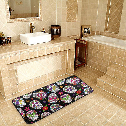 Anti Fatigue Kitchen Floor Mat, 39 x 20 In Sugar Skull Non-Slip Comfort Rug for Kitchen