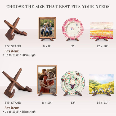 Plate Stand for Display, 4.5 Inch Wooden Holder for Pictures, Decorative Table Top Easels