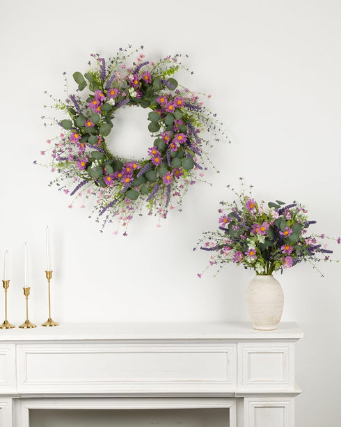 YUGALI 6 20" Pcs Artificial Plants Daisy Flowers Branches for Vase Faux Silk Spring Greenery Stems with Eucalyptus