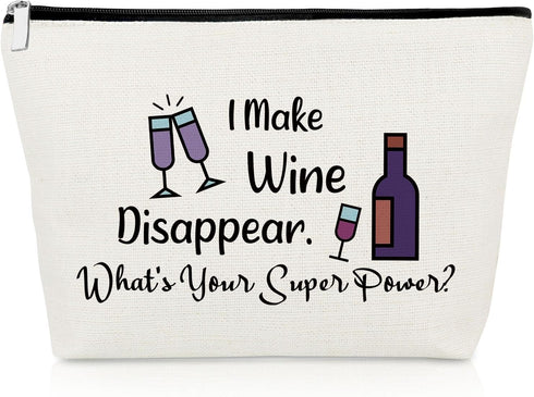 Wine Lovers Gifts Makeup Bag for Wine Drinkers, Wine Gifts for Mom Wife Sister Friendship Gifts for Wine Lovers