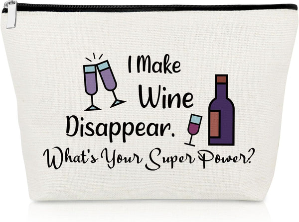 Wine Lovers Gifts Makeup Bag for Wine Drinkers, Wine Gifts for Mom Wife Sister Friendship Gifts for Wine Lovers