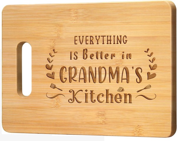 Unique Personalized Engraved Bamboo Cutting Board for Grandma, Perfect Birthday & Christmas Gift