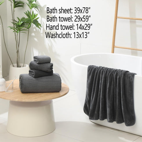 Towels,29x59 Inches 80% 20% (Charcoal,4 YTYC Extra Large Bath Towels for Bathroom Super Soft Quick Dry Light Weight
