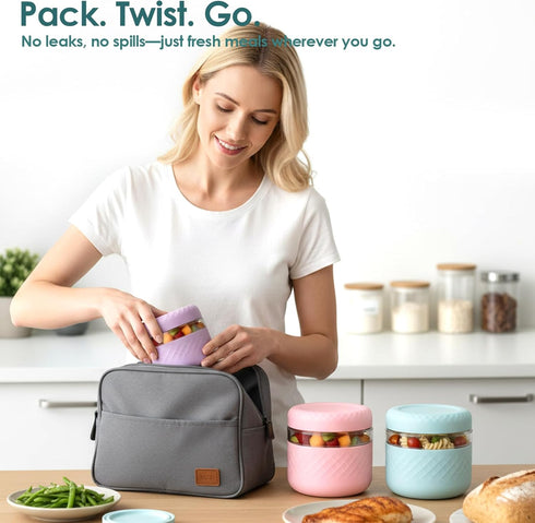2 Pack 16 oz Glass Lunch Bowl Containers with Lids | Leak & Spill Proof, BPA-Free, Microwave & Dishwasher Safe