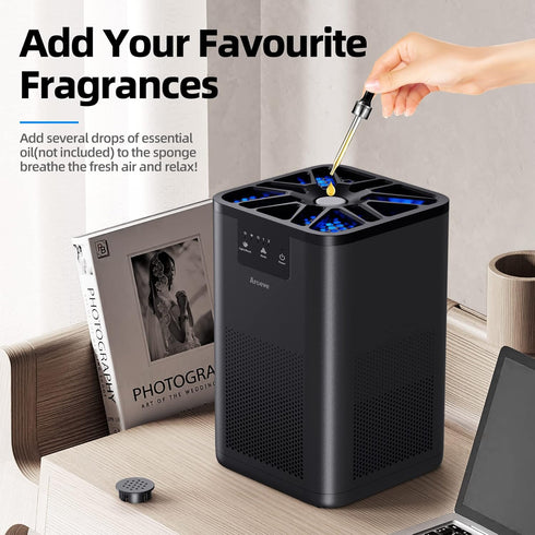 AROEVE Air Purifiers for Bedroom, Air Purifier with Aromatherapy Function for Pet Smoke Pollen Dander Hair Smell, MK06-