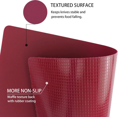 ZVP Plastic Cutting Boards for Kitchen, Flexible Cutting Mats, Gradient Pink Chopping Boards with Food Icon, Non-Slip, Non Porous, BPA Free, Dishwasher Safe by ZVP
