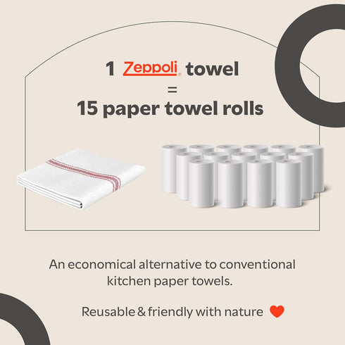 '-15 Pack 100% Set, 14" 25 Zeppoli Classic Kitchen Towels Natural Cotton Towel Reusable Wash Cloths, Absorbent Dish