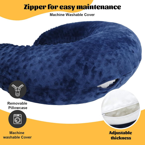 IFOYO Ergonomic Gaming Pillow for Lap, Blue U-Shaped Crochet Pillow for Lap Support, Soft Reading Pillows Provide Arms