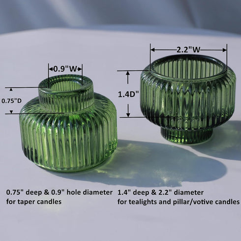 Set 8 Woho Green Taper Candle Holders of for Christmas Party Decor, Reversible Candle Sticks Holder Decor for Wedding
