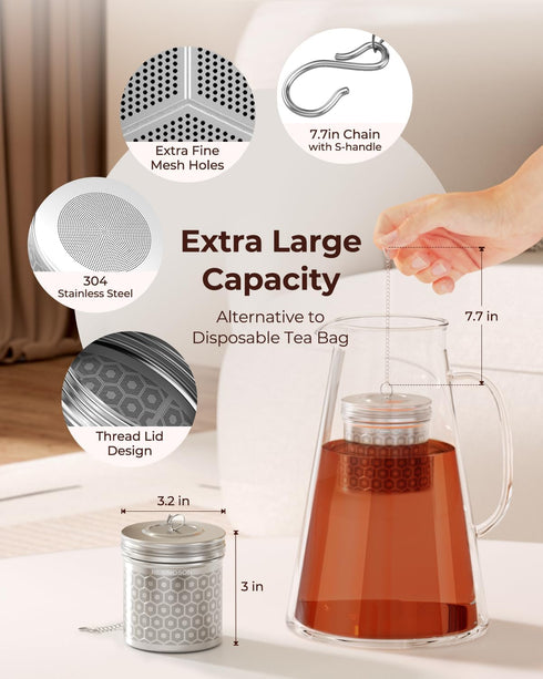 2 Pack 304 Reinmoson Extra Large Tea Infuser for Loose Tea & Spice Infuser for Cooking, Extra Fine Mesh Large Tea