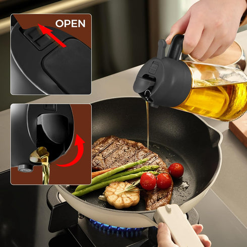 4Pcs 16oz/470ml Set 2Pcs YARRAMATE Glass Olive Oil Sprayer with Stickers, Kitchen Gadgets, Including Non-Slip Bottle
